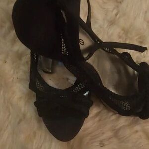 bebe Elegant Black Mesh Heels
